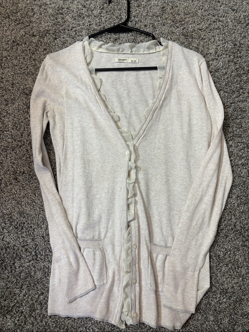 Old Navy Cream Ruffle-Trim Cardigan Sweater